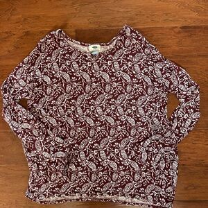 Old Navy Maroon and Cream Floral Top